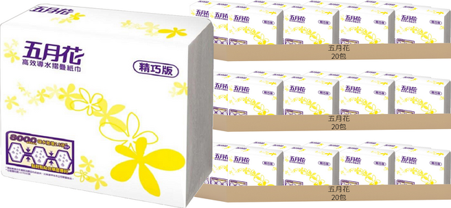 五月花 高效導水摺疊擦手紙 精巧版, 1入, 60包