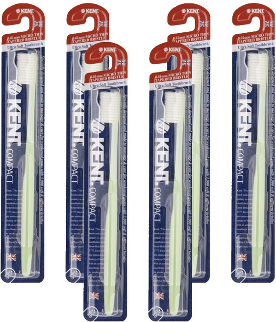 켄트 콤팩트 초극세모 칫솔 그린, 1개입, 6개