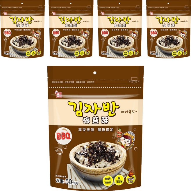 韓味不二 海苔酥 BBQ, 50g, 5包