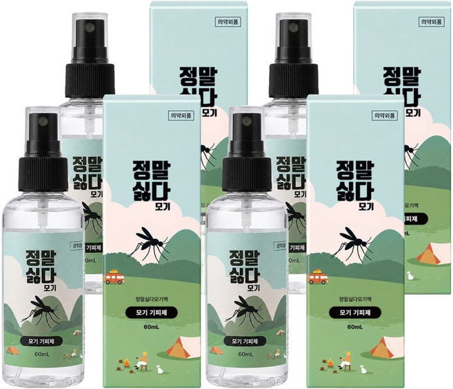 정말싫다 모기 기피제, 4개, 60ml