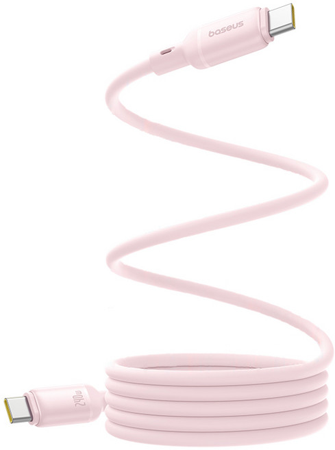 베이스어스 PicoGo 240W 마그네틱 실리콘 C타입-C타입 고속 충전 케이블, 핑크, 1개, 1m