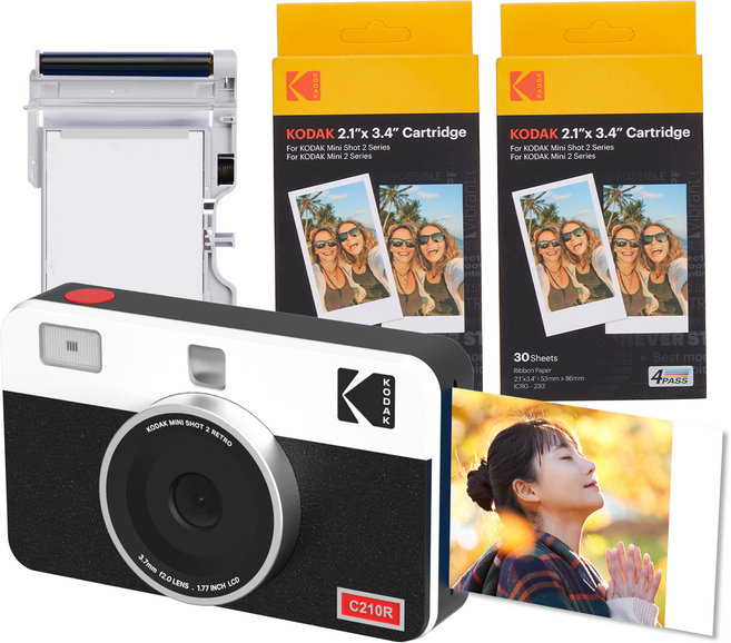 코닥 미니샷2 레트로 즉석 카메라 C210R + 카트리지 번들, C210R(화이트), 1개