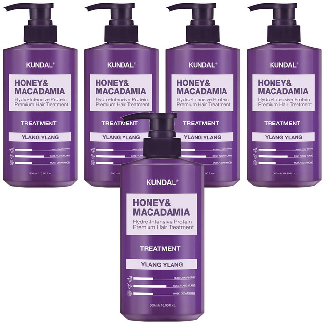 쿤달 허니 앤드 마카다미아 헤어 트리트먼트 일랑일랑향, 500ml, 5개