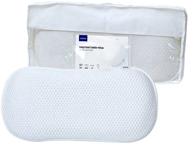 엘라바 유아용 롱 슈크림 양면커버 베개, 화이트