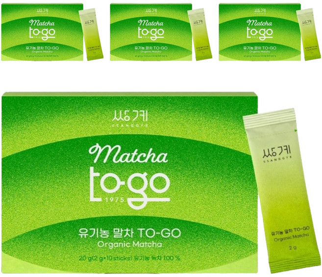 쌍계명차 유기농 말차 투고 스틱, 2g, 10개입, 2개