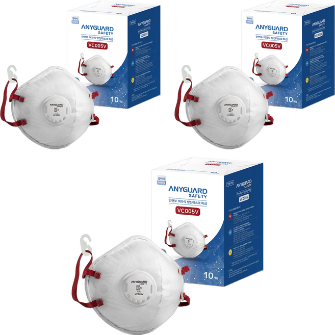 애니세이프 접이식 특급 방진마스크 VC005V 10p, 3개, 화이트
