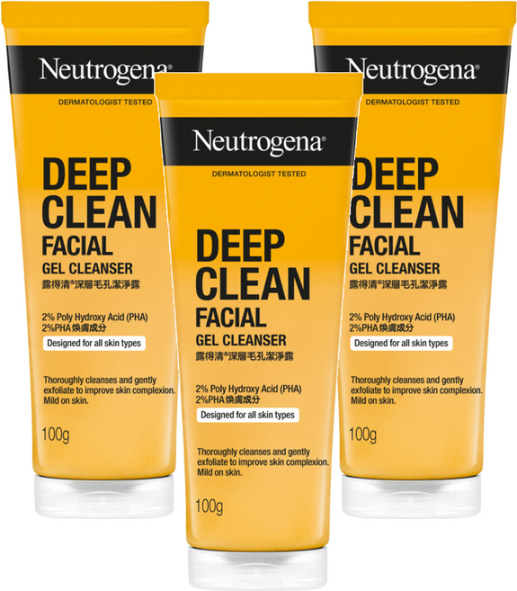 Neutrogena 台灣公司貨 深層毛孔潔淨露, 100g, 3條