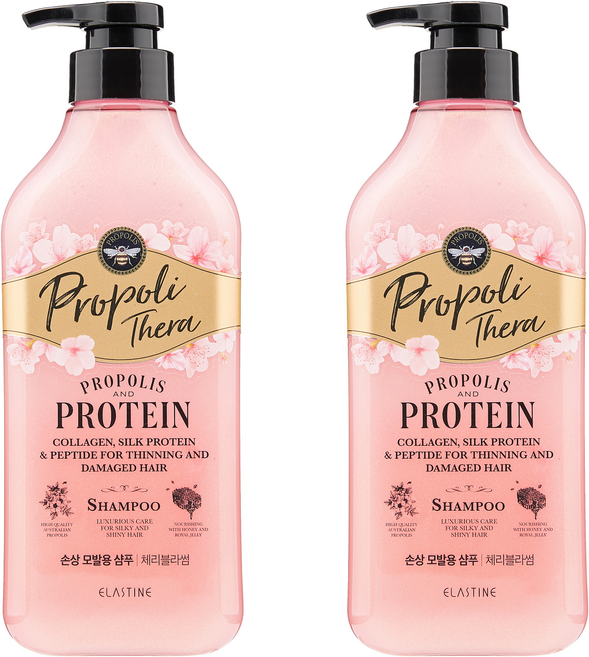 엘라스틴 프로폴리테라 손상모발용 단백질 영양 샴푸 체리블라썸 향, 2개, 500ml