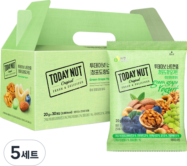 투데이넛 너트한줌 청포도향 요거트 견과세트, 600g, 5세트