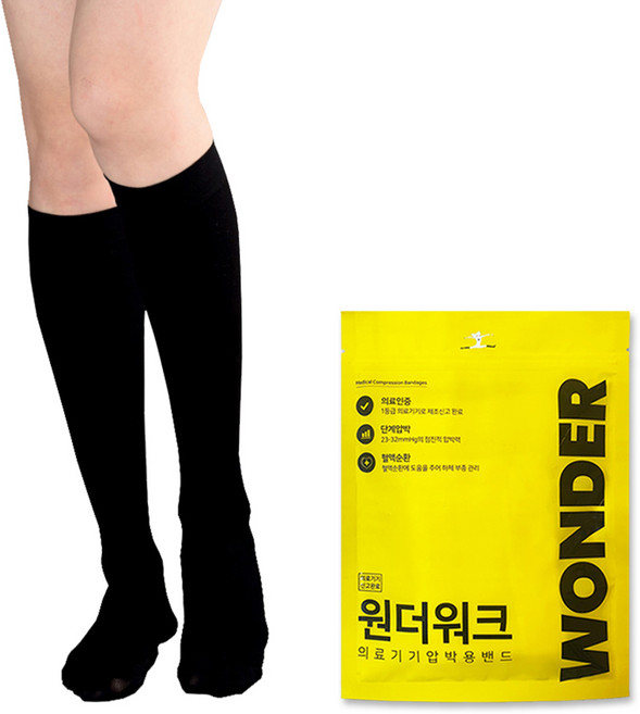 윈더워크 의료용 발막힘 압박용밴드 블랙, 1개, 무릎형