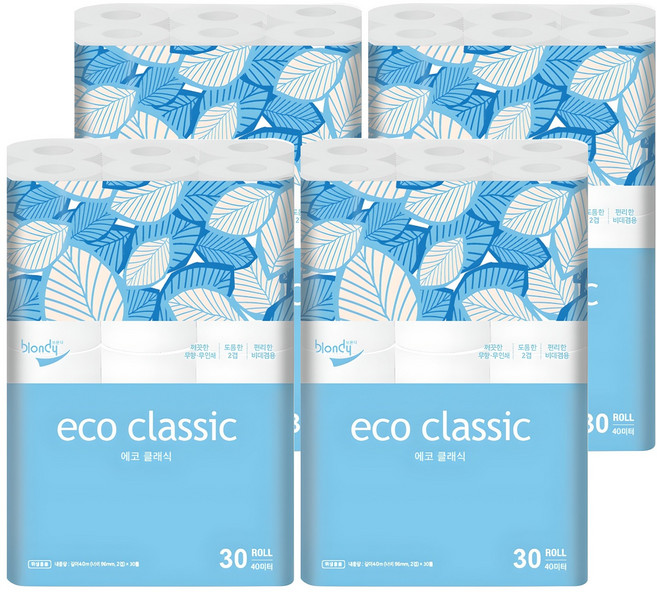 브론디 에코클래식 2겹 화장지, 40m, 30롤, 4세트