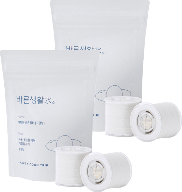 바른생활수 여행용 바른 샤워기필터 2p, 2개, 고급형