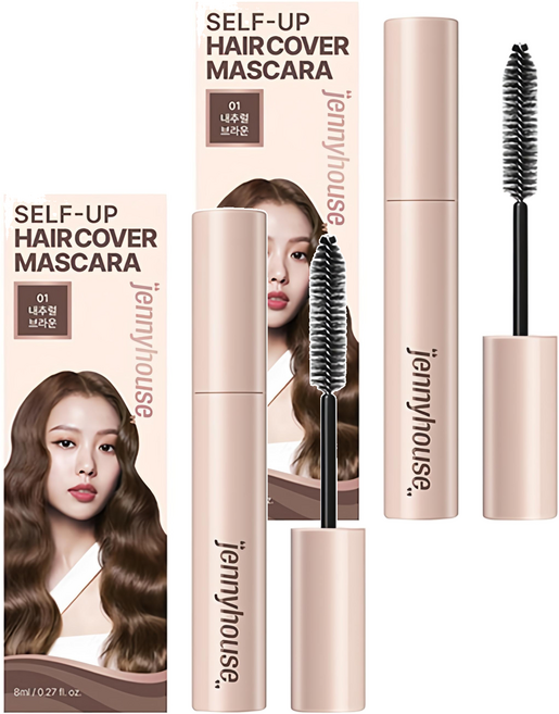 제니하우스코스메틱 셀프업 헤어 새치 커버 마스카라 8ml, 내추럴 브라운, 2개