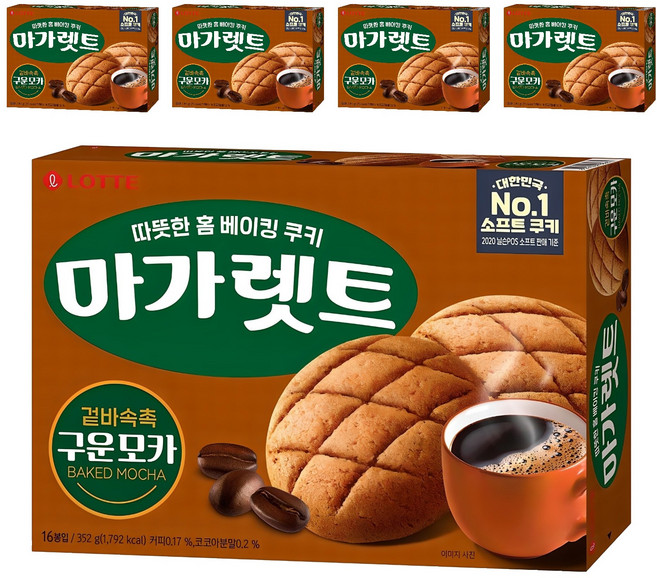 롯데웰푸드 마가렛트 구운모카, 352g, 5개