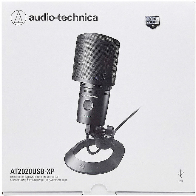 audio-technica 鐵三角 形指向型電容式USB麥克風 原廠保固 375g, AT2020USB-XP, 黑色