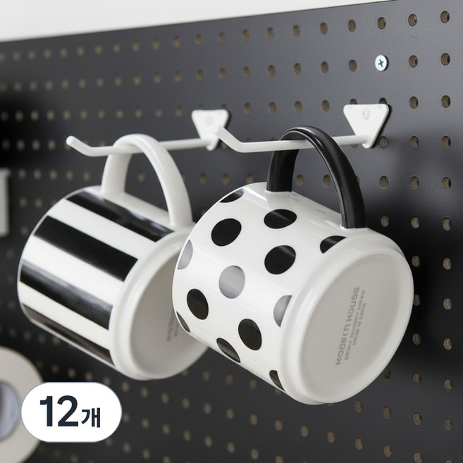 타공판닷컴 프리미엄 이중후크 S, 화이트, 12개