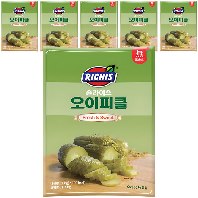 리치스 슬라이스 오이피클, 3kg, 6개