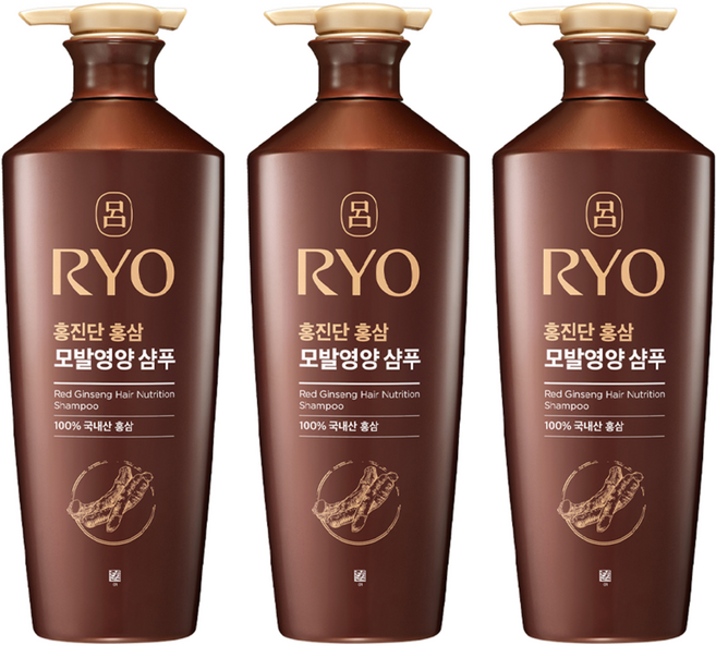 RYO 呂 紅金丹紅參營養蓬鬆洗髮精 白色花香, 820ml, 3瓶