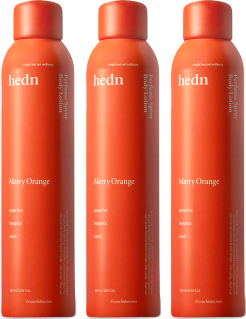 hedn 퍼퓸 스프레이 바디로션 메리오렌지향, 250ml, 3개