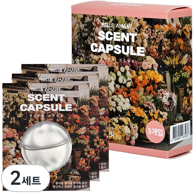 벨르아망 센트캡슐 차량용방향제 리필키트 4ml 3개입, 2세트, 플로럴 플라워