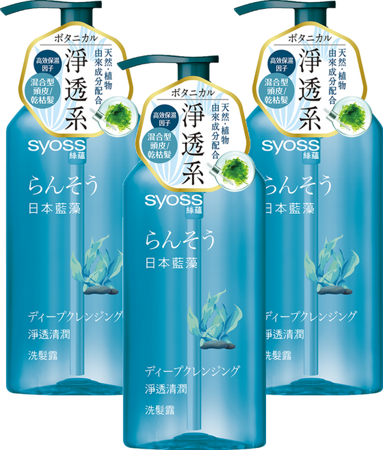 syoss 絲蘊 淨透清潤洗髮露 日本藍藻, 420ml, 3瓶