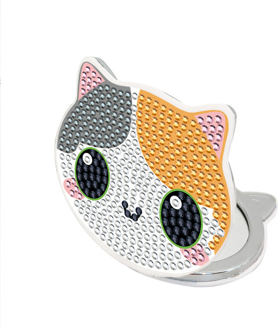 디클레어 큐빅 비즈 보석십자수 양면 손거울 만들기 DIY 세트, 삼색이, 1세트