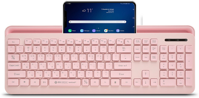 이큐메딕 항균 모바일 거치형 저소음 유선 일반형 키보드, 핑크, Sanitize-K1, 제조사축