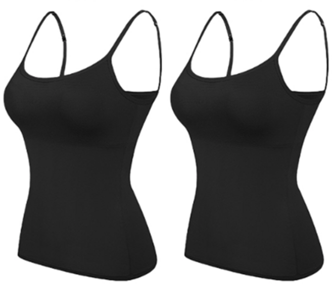 핑크존 모달 일체형 브라 캡 런닝 끈나시 2장세트