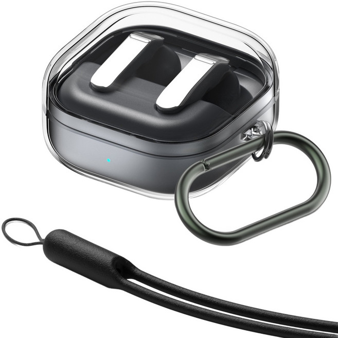 케이맥스 갤럭시 버즈 4/ 4 프로 페블 케이스 카라비너 실리콘 스트랩, 버즈4 / 버즈4프로, 클리어, 1개