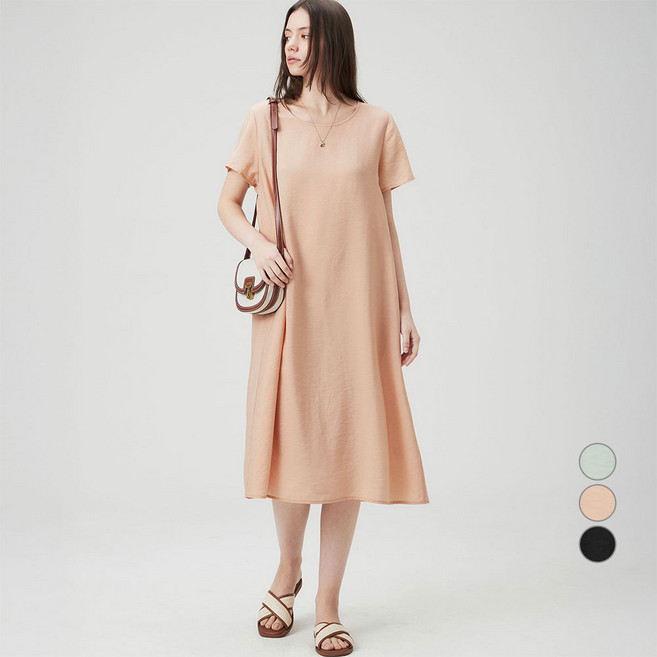 ELLEPARIS 여성용 인견 루즈핏 반팔 원피스