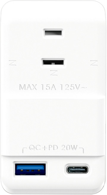 POLYWELL 寶利威爾 20W 3 Port 壁插 充電器 Fast Charging QC+PD 白色