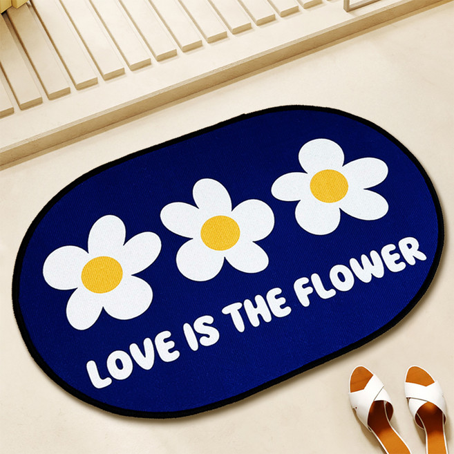 비욘드리빙 굿필링 도톰한 미끄럼방지 패브릭 발매트 8mm, 칼라풀 LOVE IS THE FLOWER