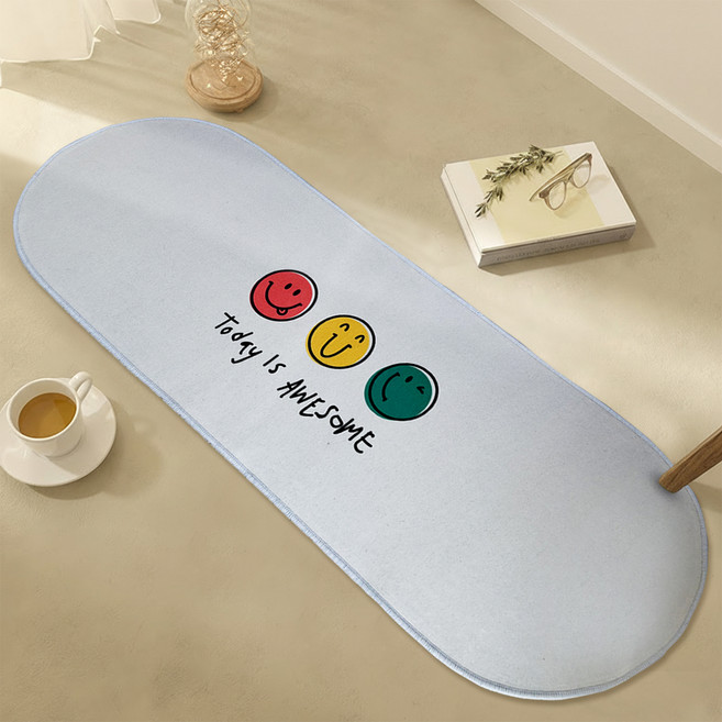 비욘드리빙 굿필링 도톰한 미끄럼방지 패브릭 발매트, 스마일 Today is AWESOME