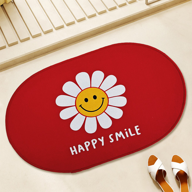 비욘드리빙 굿필링 도톰한 미끄럼방지 패브릭 발매트 8mm, 데이지 HAPPY SMiLE