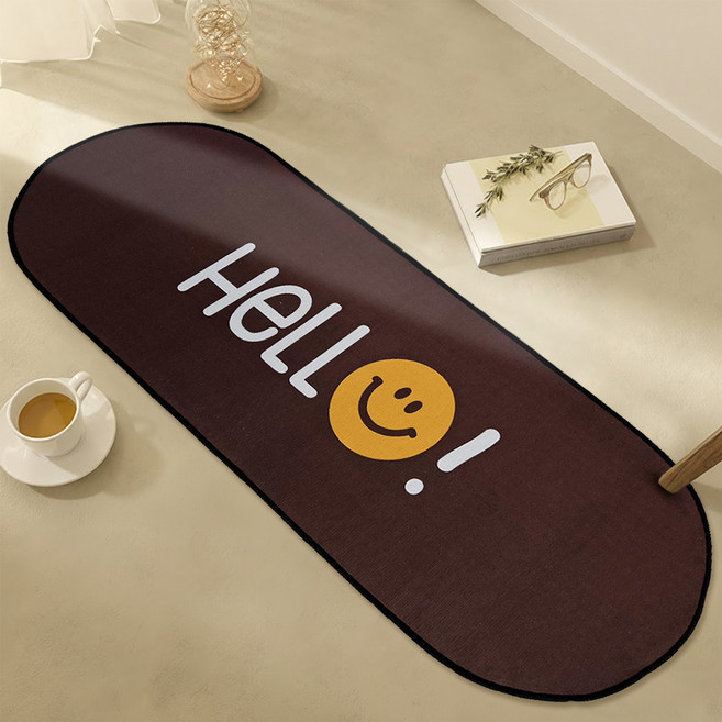 비욘드리빙 굿필링 도톰한 미끄럼방지 패브릭 발매트 8mm, 스마일 HELLO!