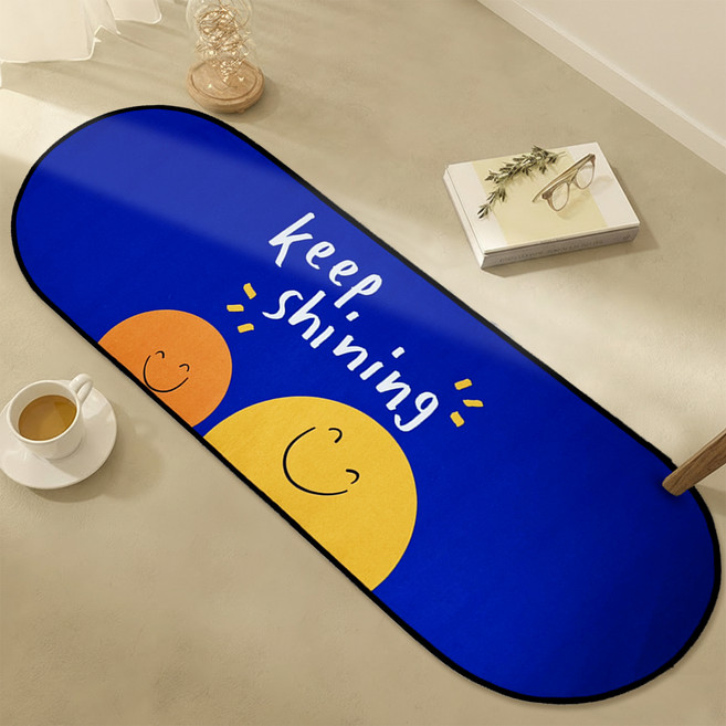 비욘드리빙 굿필링 도톰한 미끄럼방지 패브릭 발매트 8mm, 스마일 Keep shining