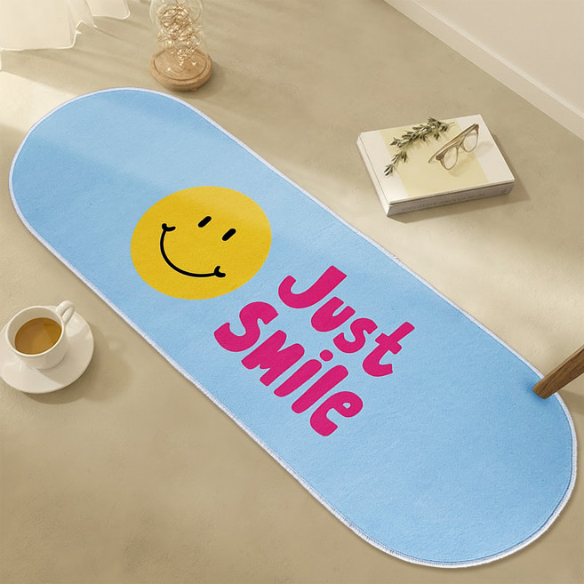 비욘드리빙 굿필링 도톰한 미끄럼방지 패브릭 발매트 8mm, 스마일 Just Smile