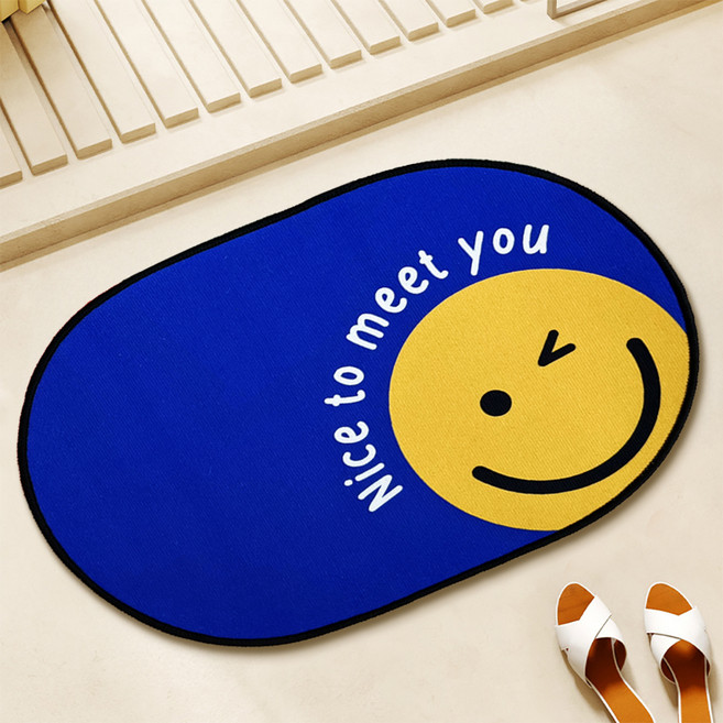 비욘드리빙 굿필링 도톰한 미끄럼방지 패브릭 발매트, 스마일 Nice to meet you
