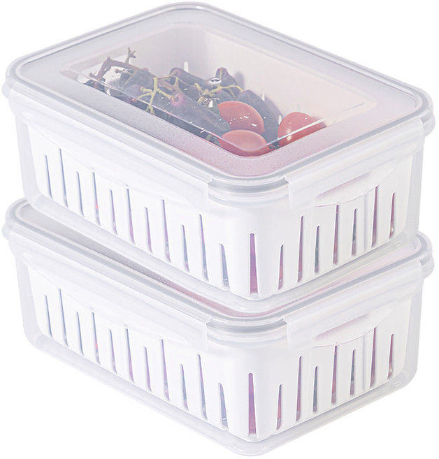 나누담 제오닉 야채 채소 과일 보관 채반 밀폐용기, 2개, 2.7L