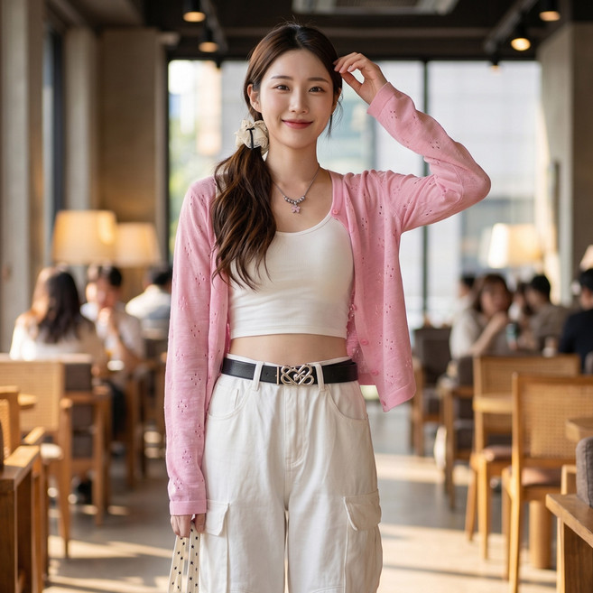 MarketA 女款Bika鏤空夏季針織開襟衫