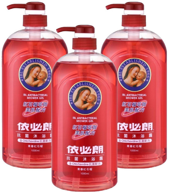 依必朗 抗菌沐浴露 青春紅石榴, 3個, 1L