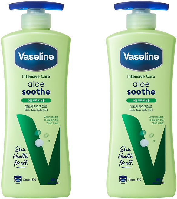 바세린 인텐시브 케어 알로에 수드 바디로션, 400ml, 2개