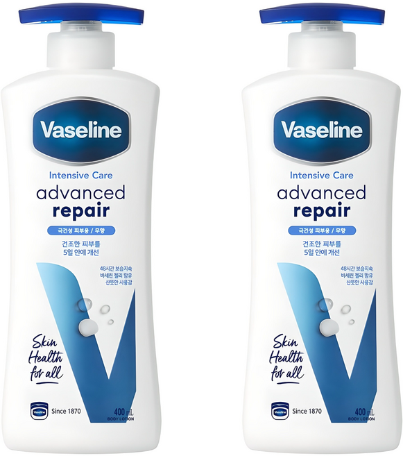 바세린 인텐시브 케어 어드벤스드 리페어 로션 무향, 400ml, 2개