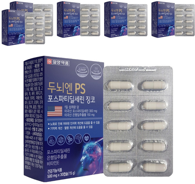 일양약품 두뇌엔 PS 포스파티딜세린 징코 15g, 6개, 30정
