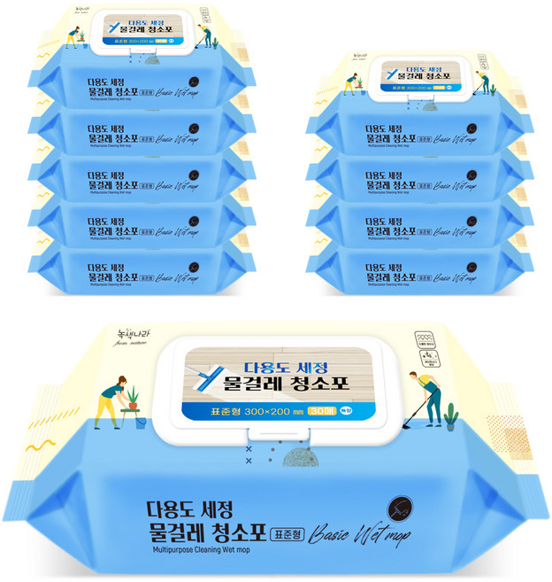 녹색나라 다용도세정 물걸레청소포 캡형 표준형 30p, 10개