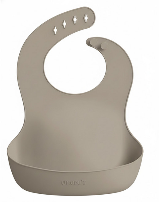MODU'I BLUEMAMA 幼兒鉑金矽膠圍兜二代 尺寸29.4x21.7cm 耐熱-40°C~250°C 適用年齡6個月以上, 摩卡棕, 1入, 1個