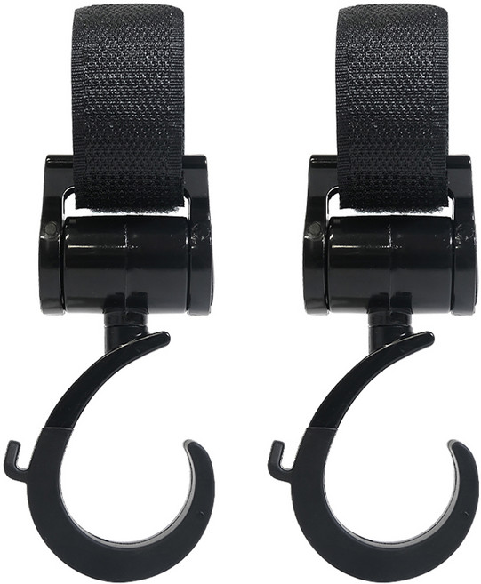 탐사 프리미엄 벨크로타입 유모차 걸이 미끄럼방지 실리콘 처리, 블랙, 2개