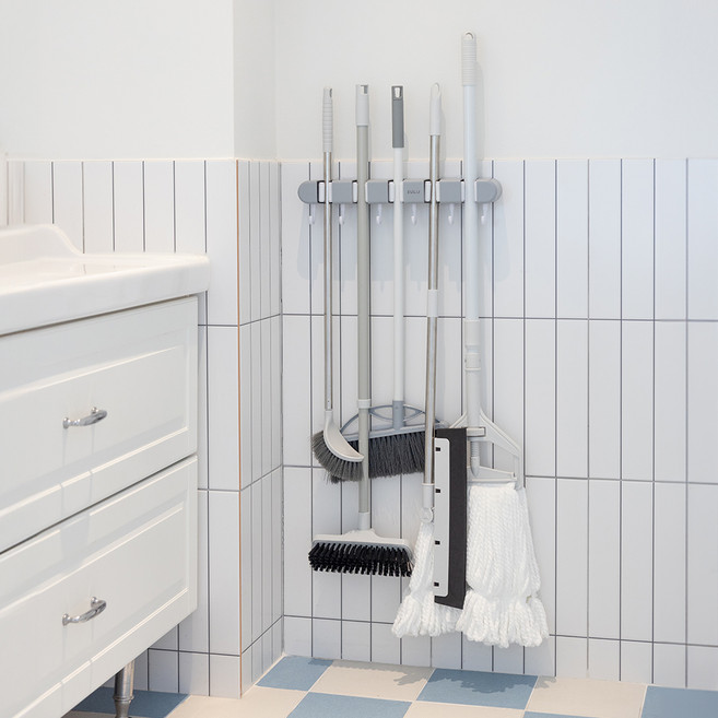 메이크마인 무타공 후크 다용도 욕실 화장실 청소도구 걸이 클립 5p + 후크 6p, 클래식그레이, 1개