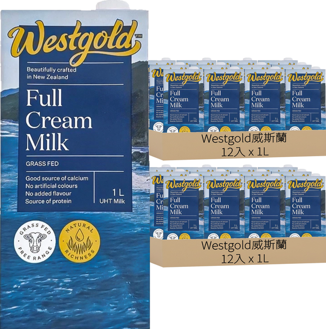 westgold威斯蘭 全脂保久乳, 24入, 1L