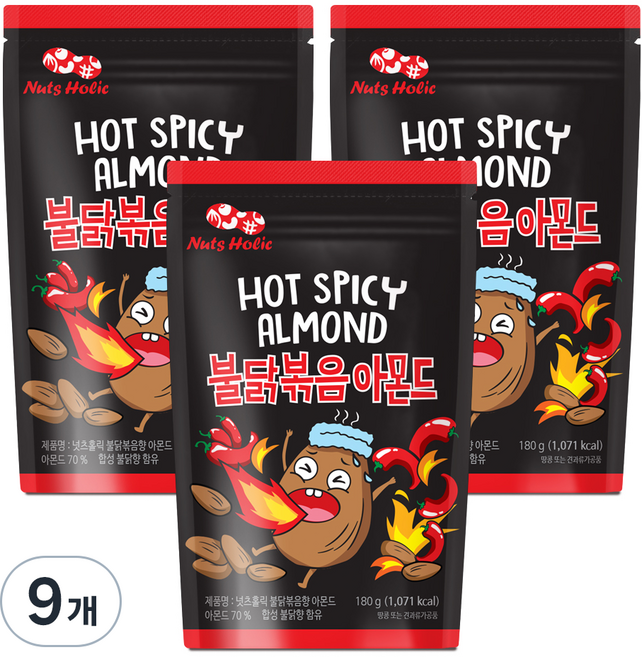넛츠홀릭 불닭볶음 아몬드, 180g, 9개
